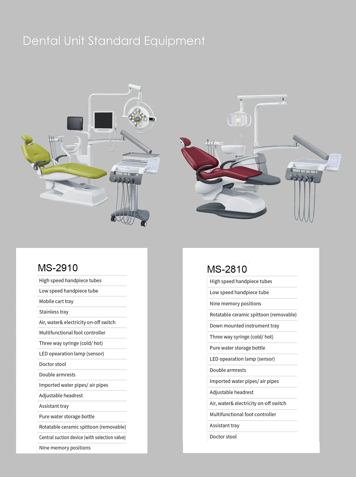 Dental Chair Luxury Dental Equipments with LED Sensor Light