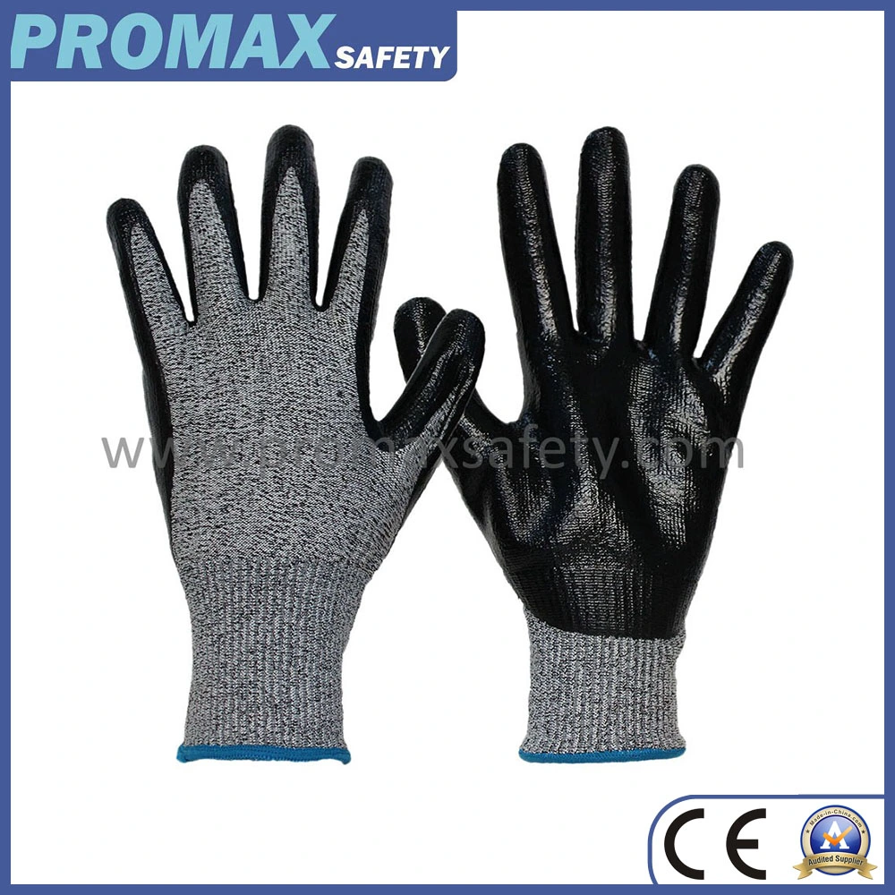 13G Chineema Knitted Cut Resistant Gloves with Nitrile Palm Coated