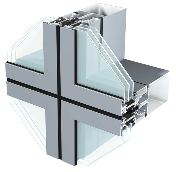 Aluminium Semi Unitized Glass Curtain Wall Panels for Towers