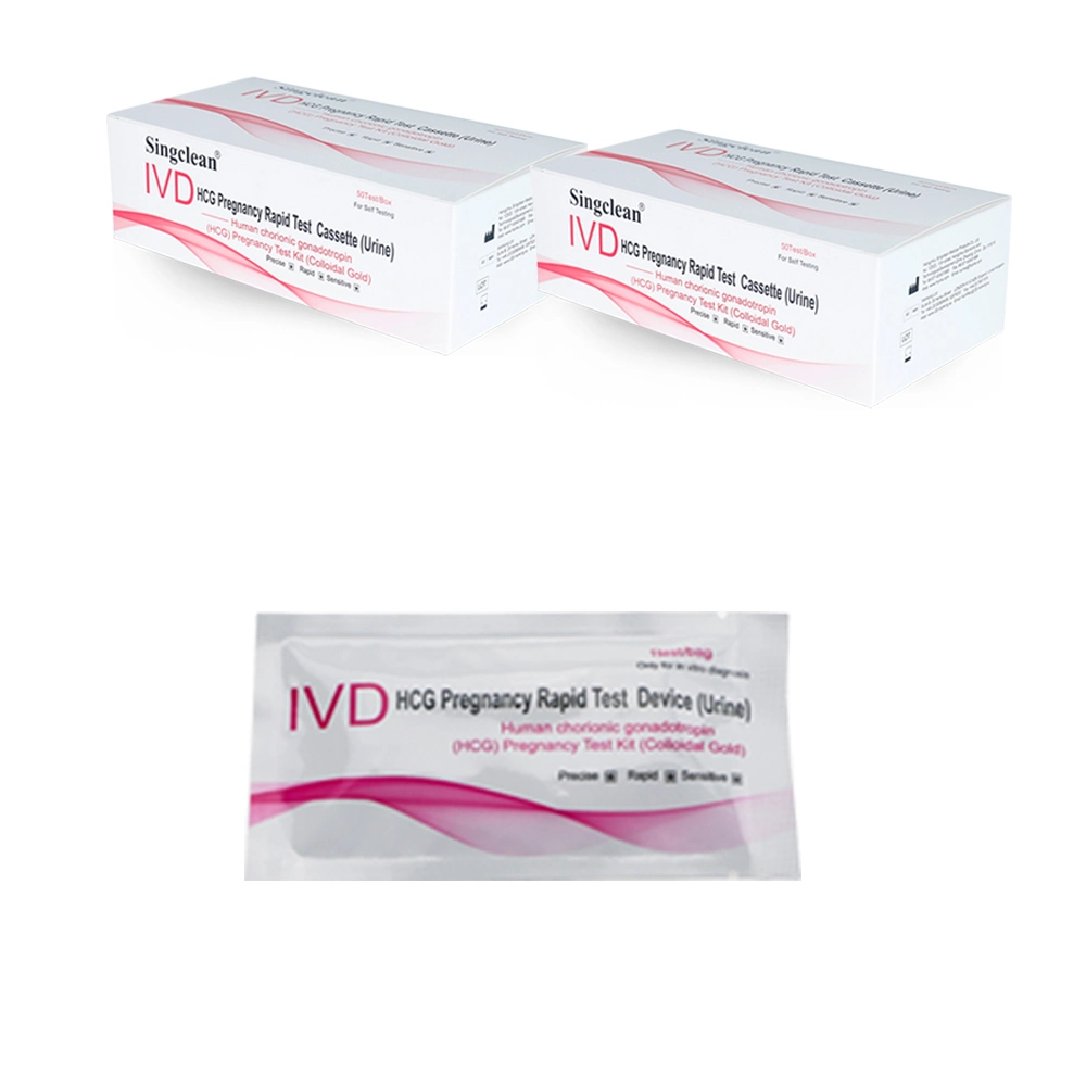 Diagnóstico de IVD médico rápido por grosso e aprovado pela CE da SingClean Hot Sale Kit de teste de urina para gravidez para casa