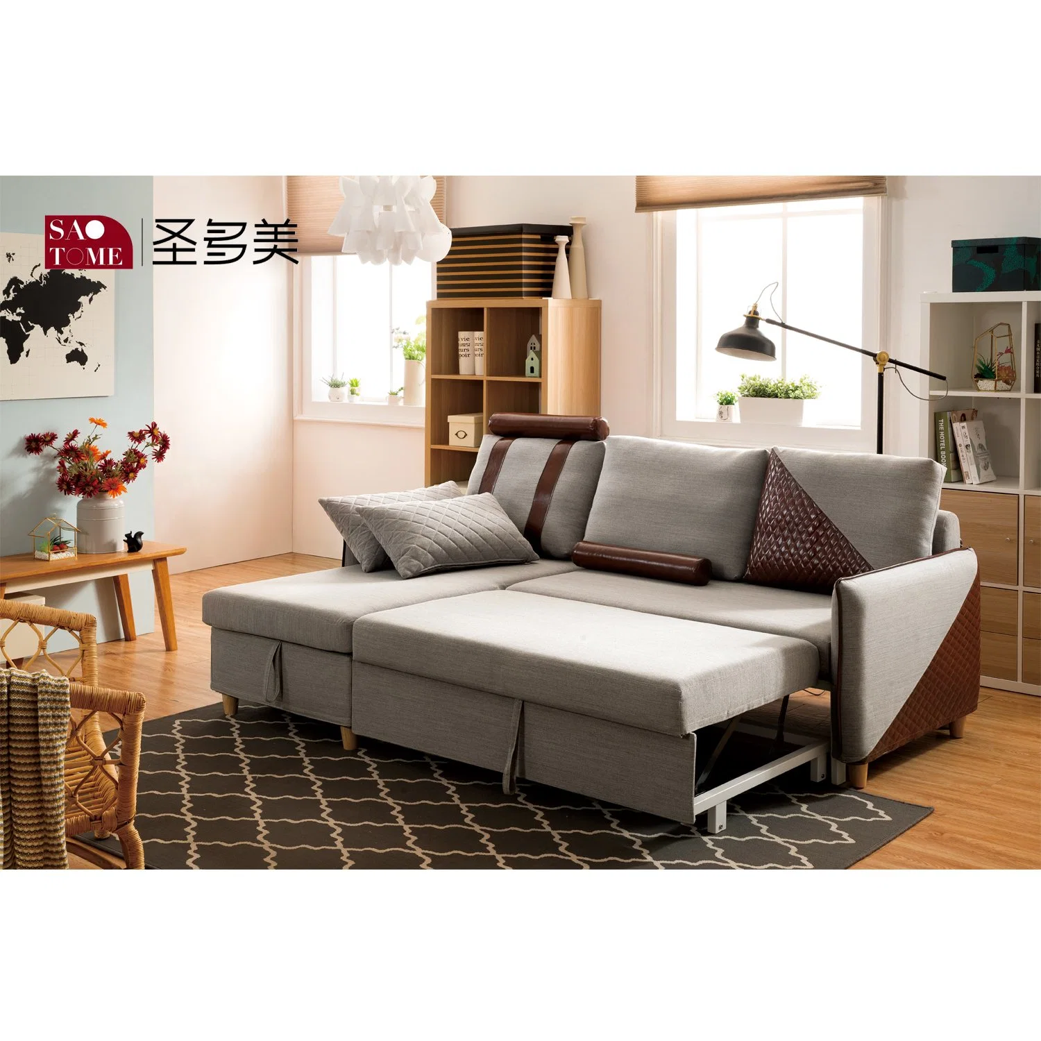 Home Living Room Furniture Modern Fabric Storage Sofa Bed