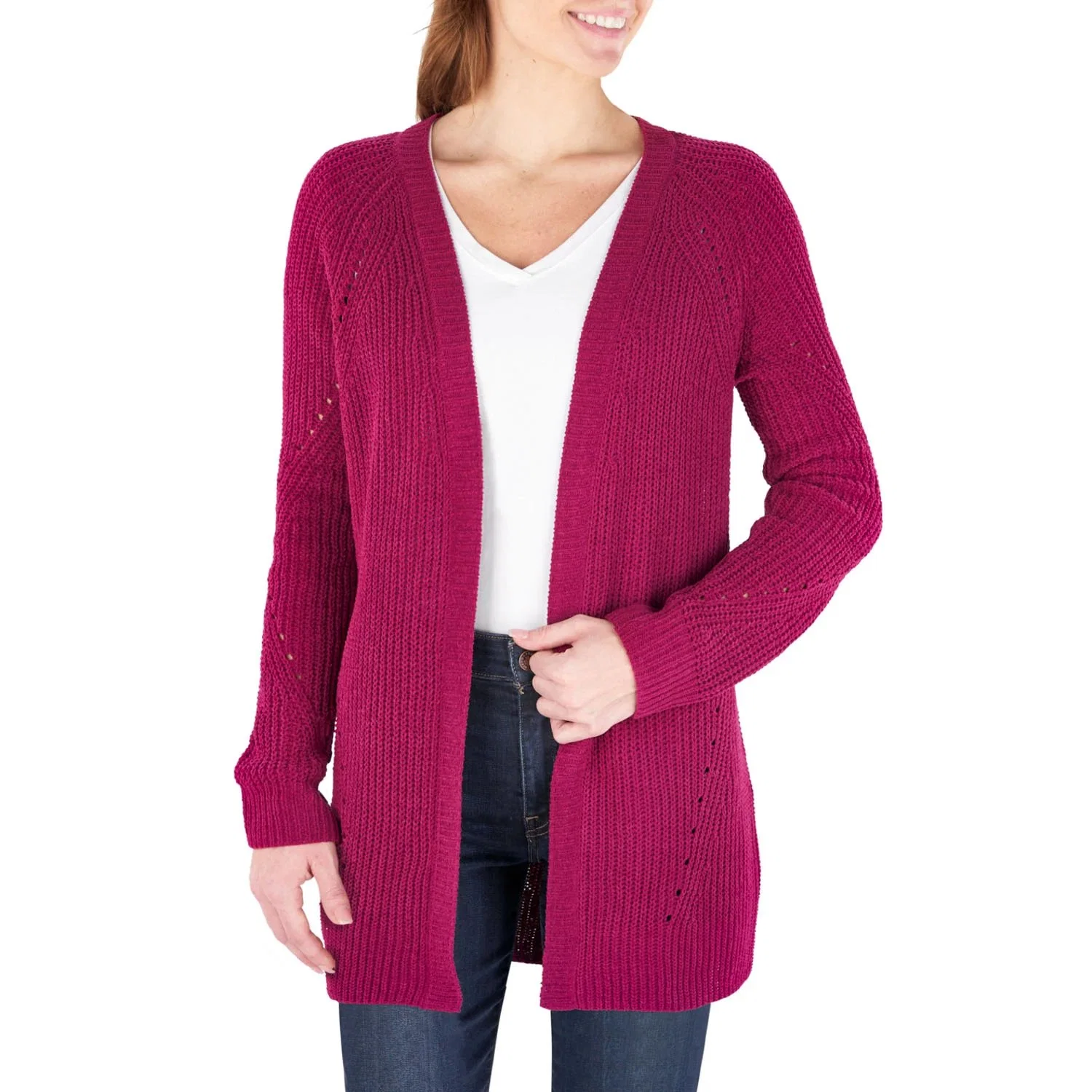 2023 Venta al por mayor rojo señoras Oversize Buttoned frente abierto suéter de manga larga y tejidos de chenilla Knit Cardigan para las mujeres ropa ropa de moda Shein Women Sweater