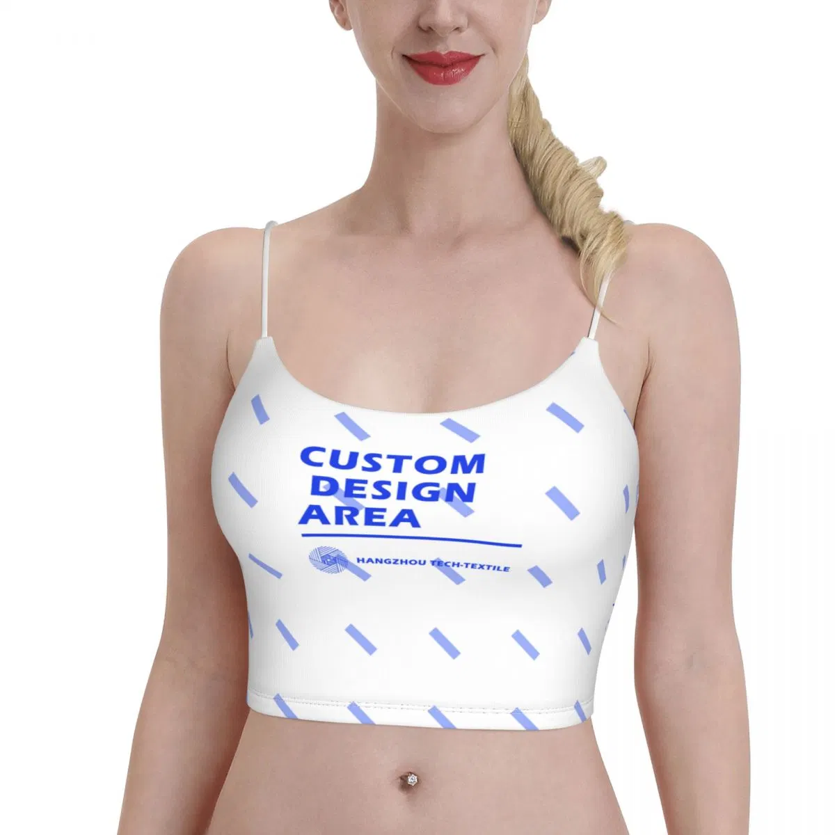 New Design Fashion Ladies Crop Printed White Tank Top