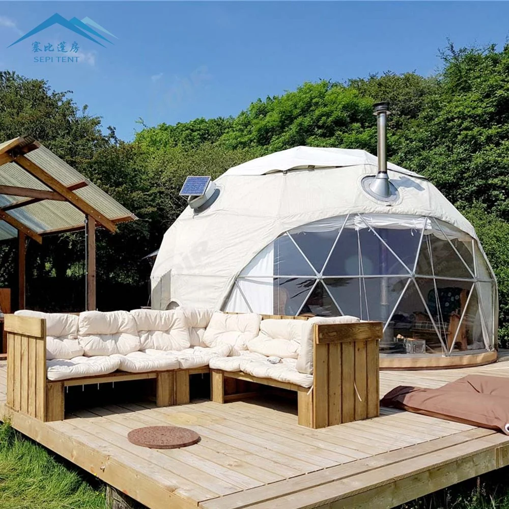 Top Moda Domo PVC Geodesic Camping 0,55km viento Cargando Glamping Resort 6-8 personas Dome Tent