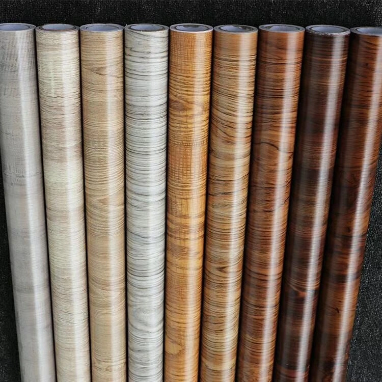 Textura de madera con lámina de PVC decorativos el vinilo autoadhesivo laminación película para muebles de MDF
