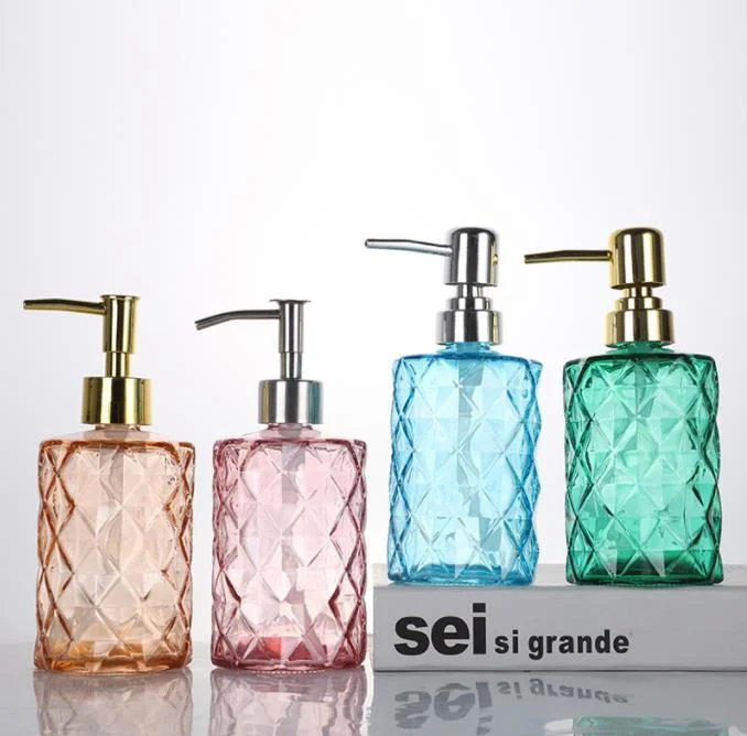 Hand Soap Bottle Diamond Shaped Glass Bottle Pressed Lotion Sealed Bottle Bath Gel Dispensing Bottle Wholesale/Supplier