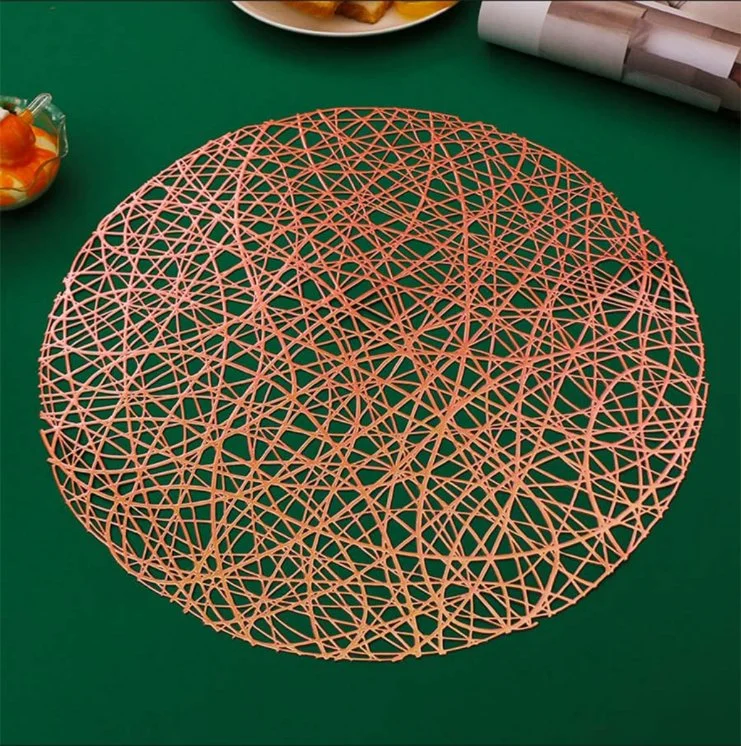 38cm Round PVC Fancy Round Nordic Hollow Gold Sliver Table Mat