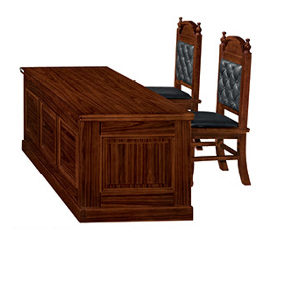 High Back Luxury Wood Chapa Mobiliario de la corte proyecto Juez Mesa Y la silla