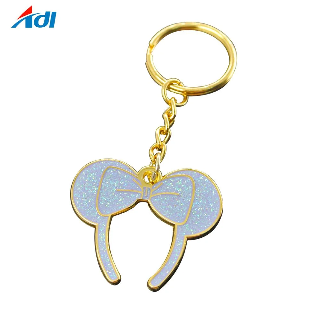 Promotional Custom Novelty Logo Metal Glitter Keychain for Gift