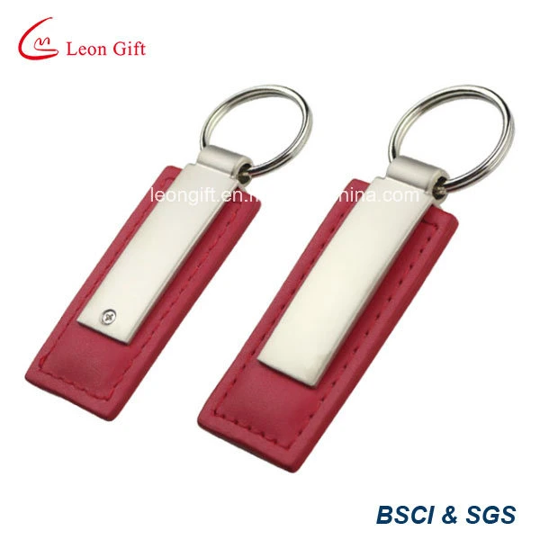 Custom Logo Fashion Business Engraved Car PU Leather Metal Keychain