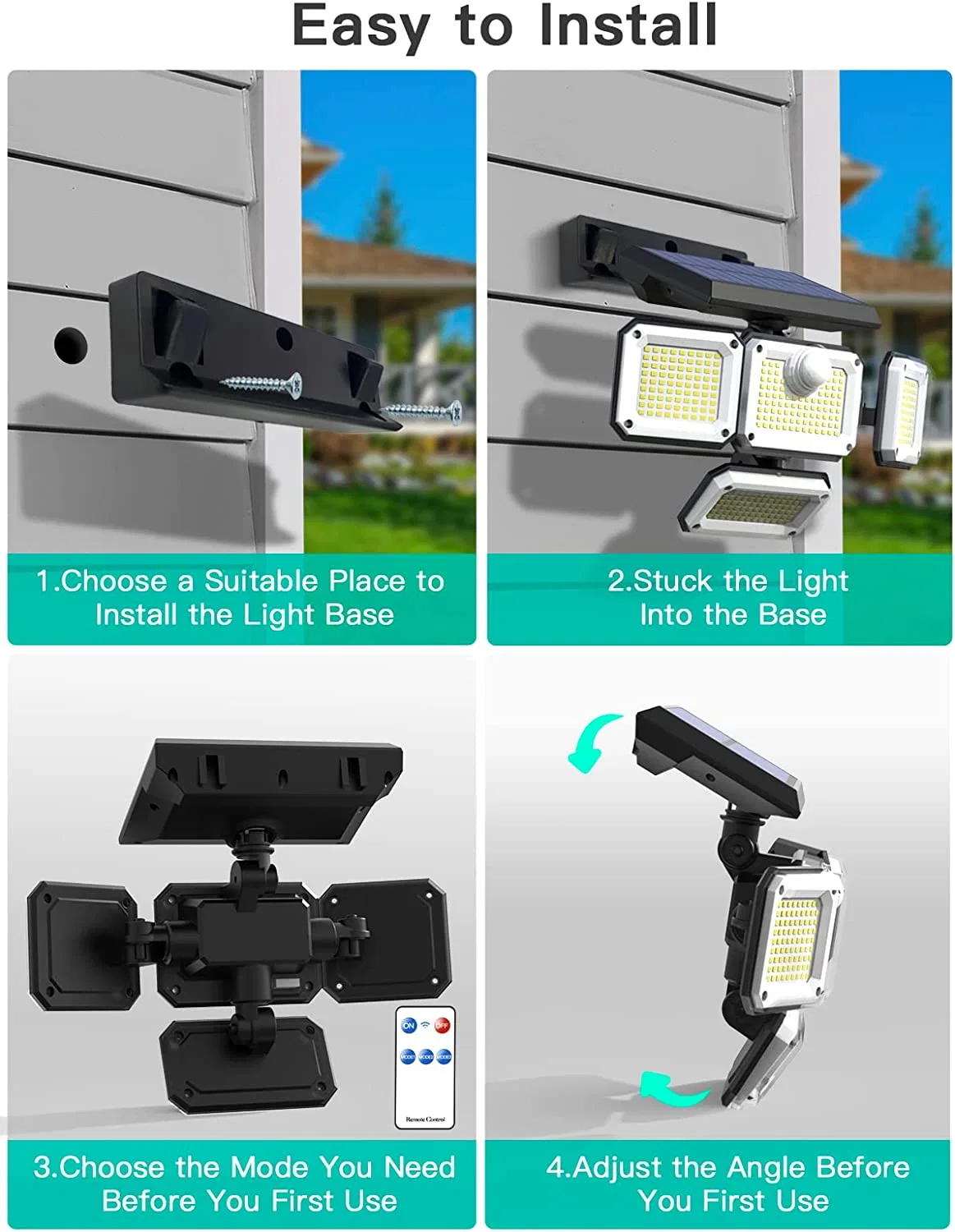 Nova luz do sensor de movimento solar para o exterior do jardim da casa