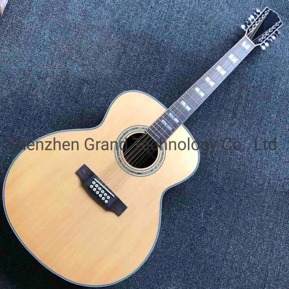 Custom 43 Inch Solid Wood Top Vintage Style Guitar Natural Wood Acoustic Electric Guitar