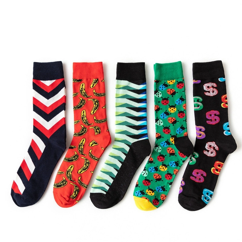 Antibacterial Soft Breathable High Elastic Cotton Colorful Happy Socks Design Aop Men Ankle Crew Socks9