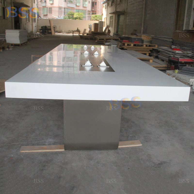 Business Meeting Table Design White Marble Rectangular Modern Contemporary Office Meeting Room Table Design