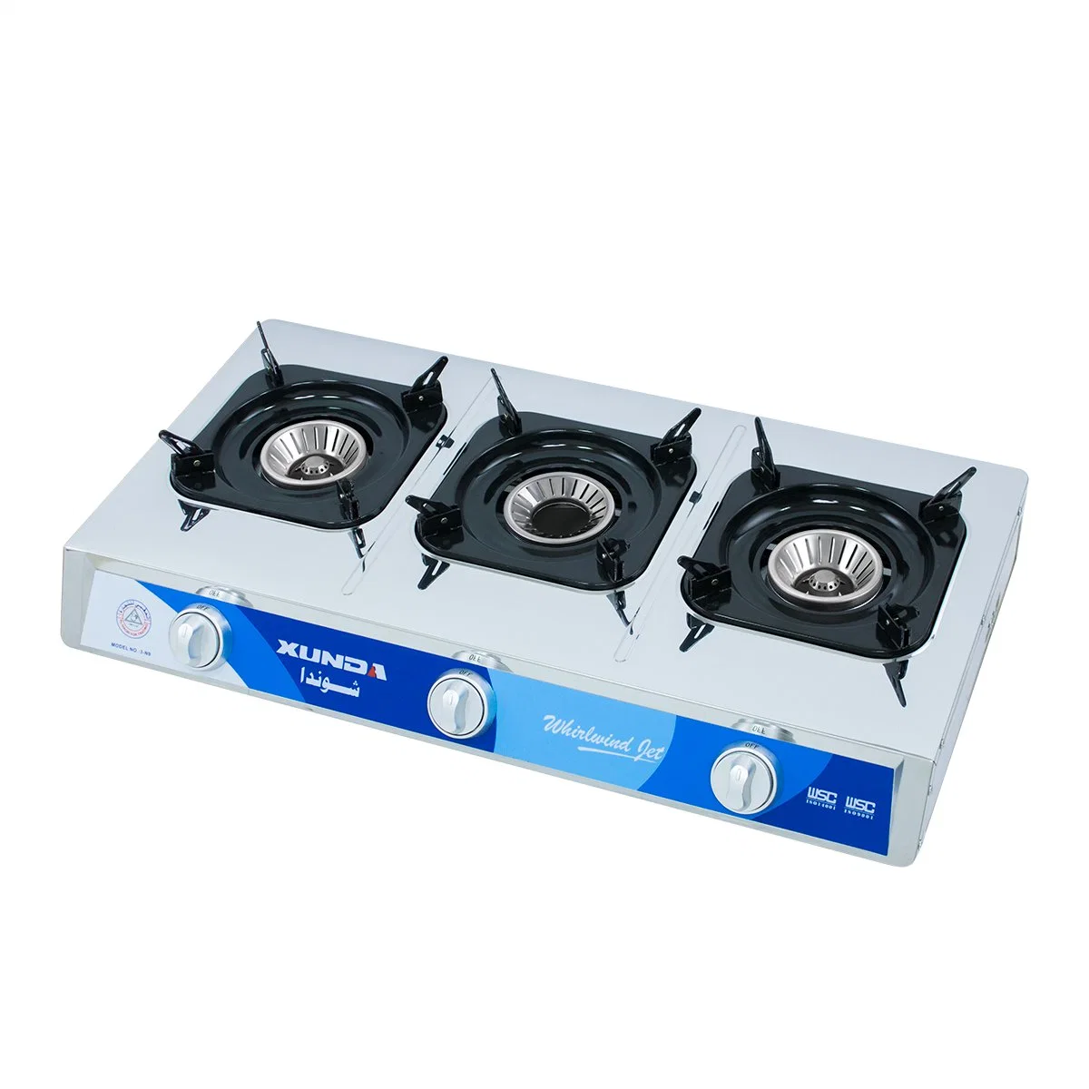 Xunda Table Top Gas Stove 3 Burners Gas Stove Kitchen Gas Cooker Stainless Steel Stove