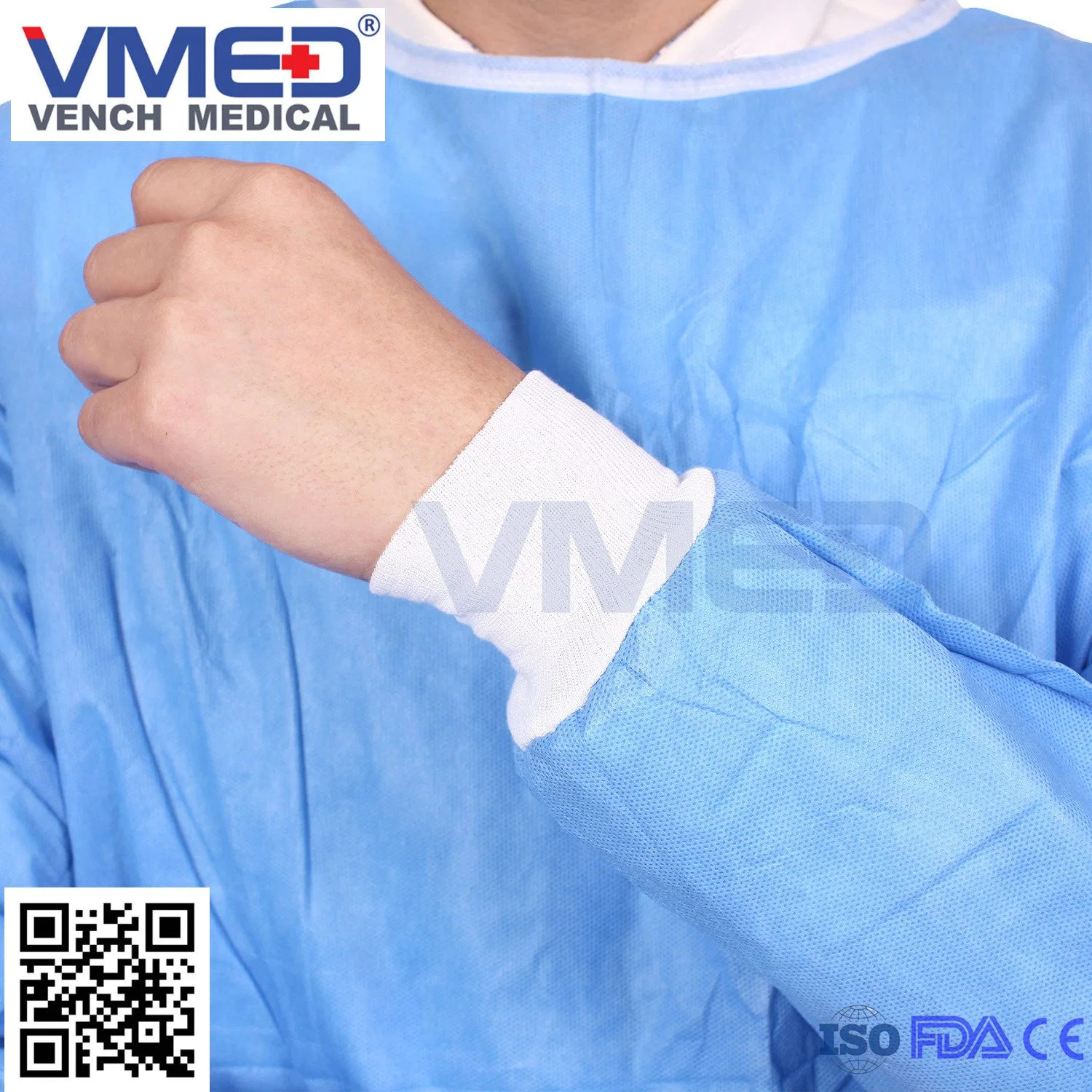 Disposable SMS Non-Woven Surgical Gown with Elastic Cuffs