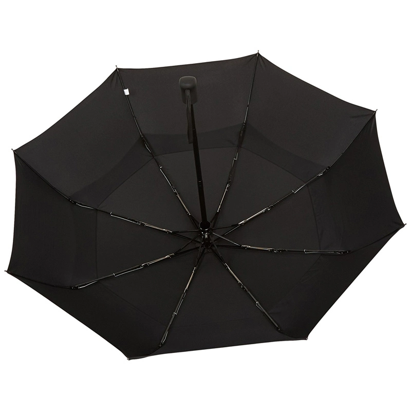 8K Black Automatic Windproof Double Vented Canopy 3 Fold Umbrella