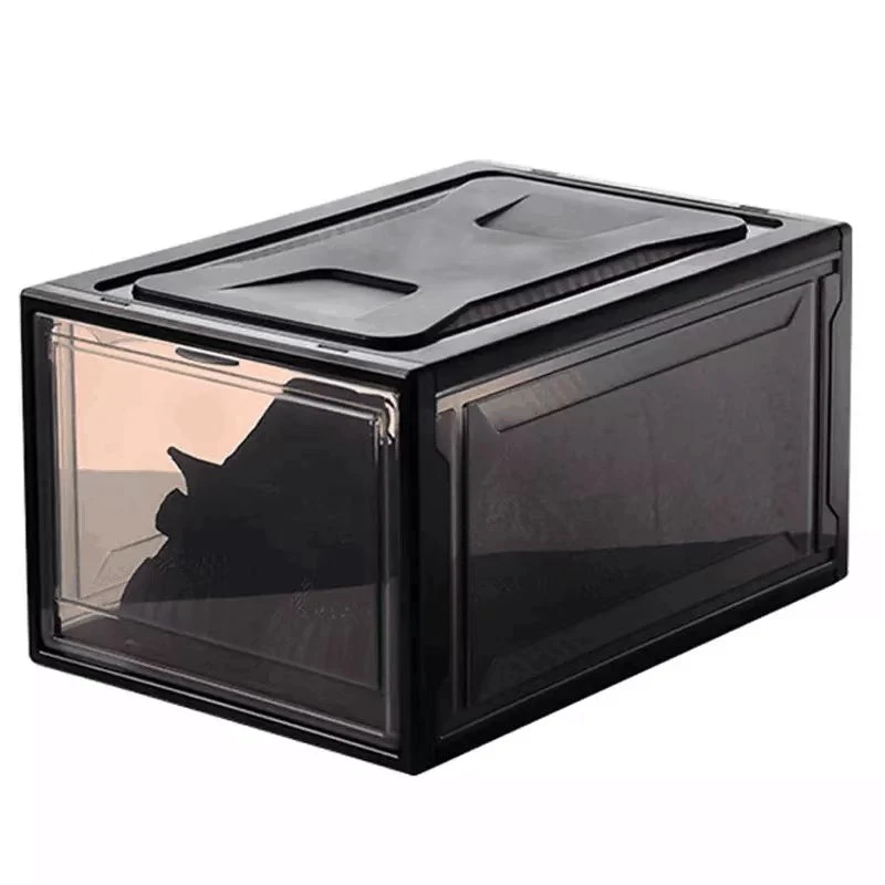 Anti Scratch Acrylic Display Sneaker Shoe Box Case Foldable Free Stackable Magnetic Side Open Clear Plastic Shoe Box