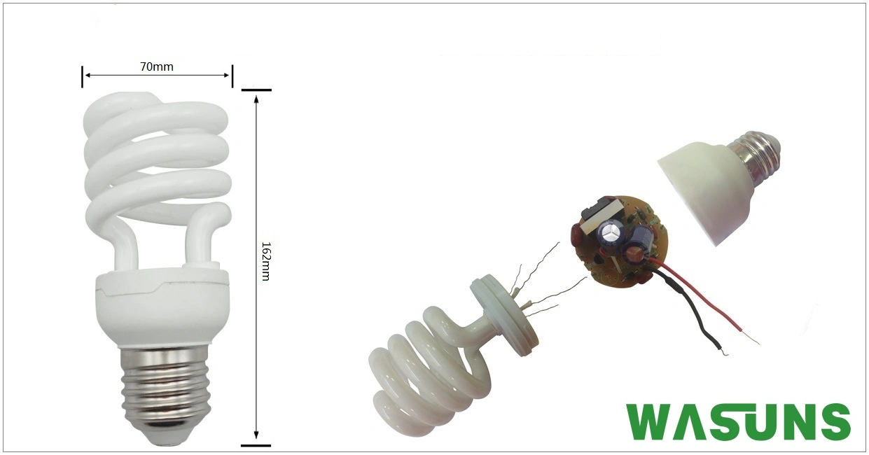 Diâmetro de T4 35W E27 6500k metade lâmpada compacta Espiral