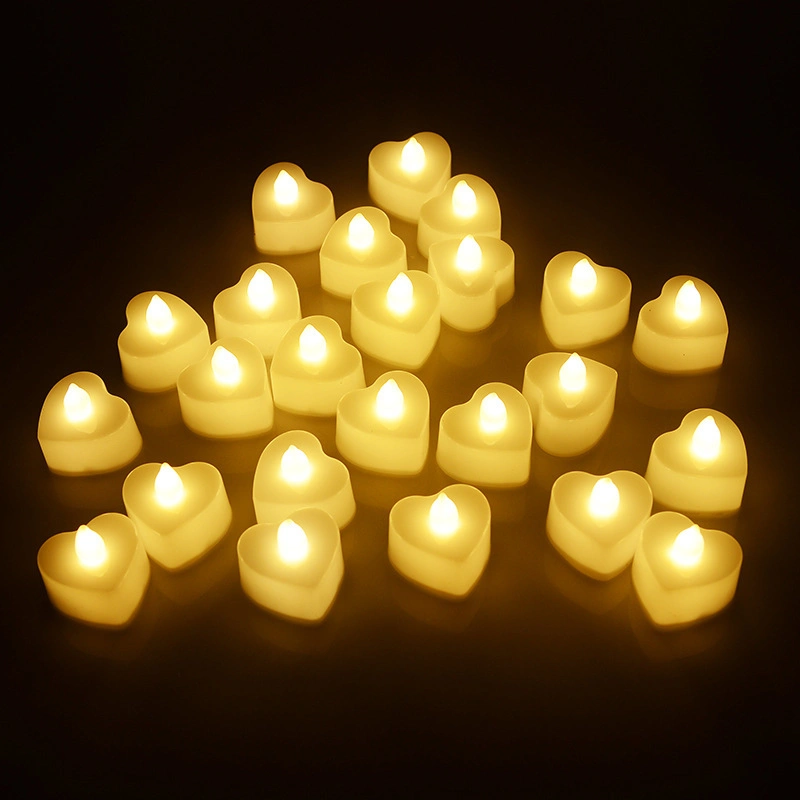 Multicolor Heart Shape Flickering Flameless LED Tea Lights Candles for Wedding Valentine's Day