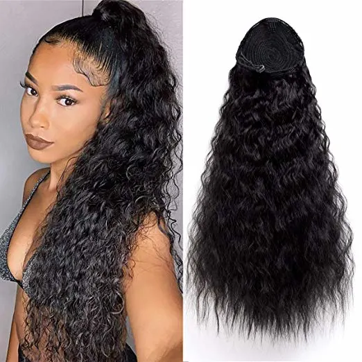 Pacote Kbeth Kinky Encaracolado 4PCS/Muito Longa Kinky sintético pacotes de Cabelo encaracolado preto natural 18" 18" 20" 20" de cabelo humano na trama da China Fornecedor