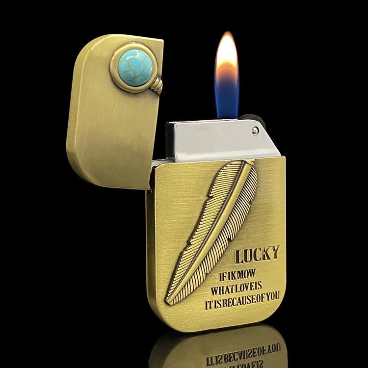 Factory Flint Match Oil Lighter Personality Creative Embossed Zinc Alloy Lucky Pixiu Metal Windproof Lighter Smoke Accesoires