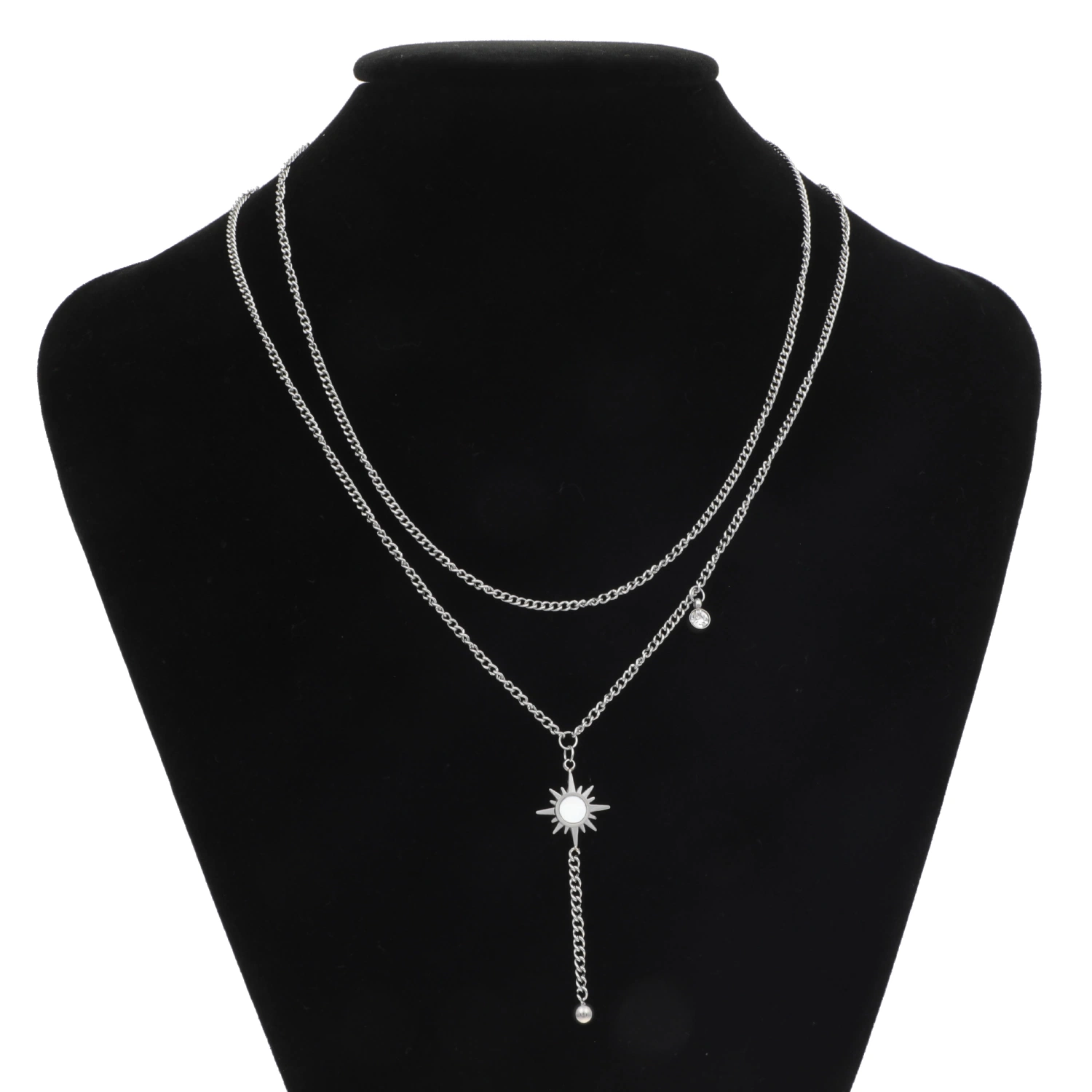 Venta caliente 925 Joyería de Plata joyas chapado en oro 18K encanto Pentagram Luna creciente y signo collar para las mujeres