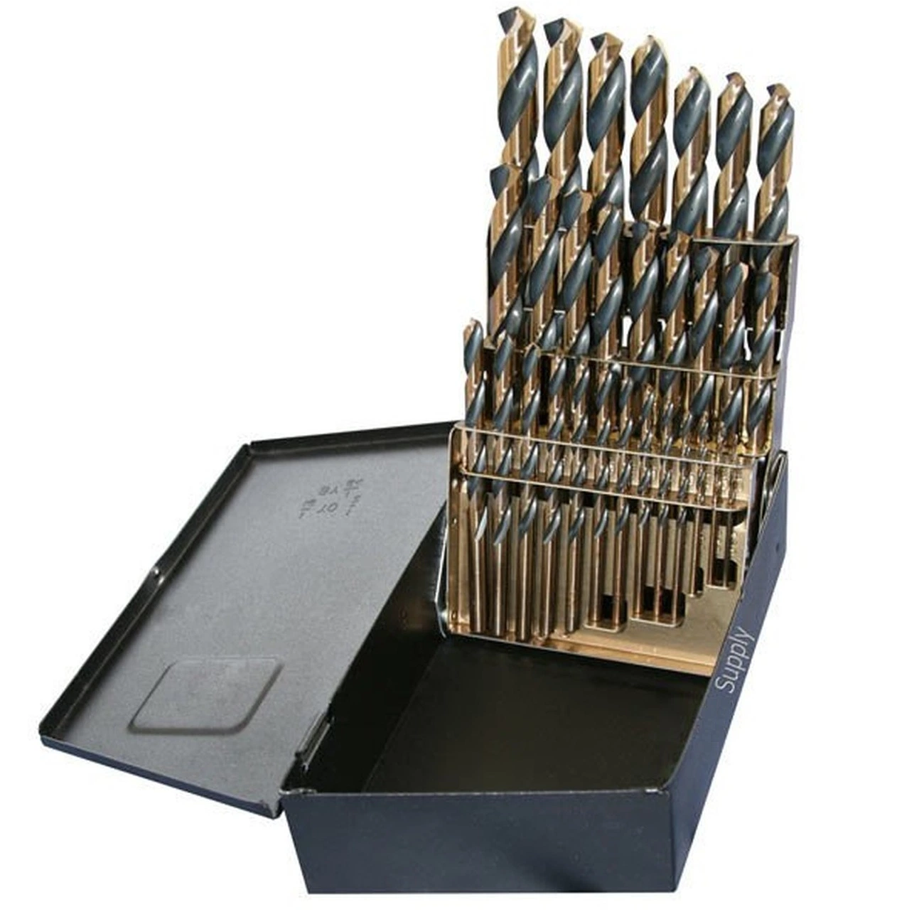 HSS Tin-Coated Cobalt Titanium Coated Steel Twist Drill Bit Set with Metal Case