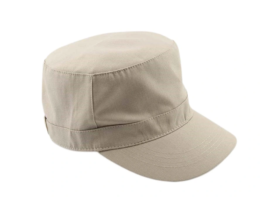 Gorra con hebilla metálica de algodón con paneles múltiples con parte de arriba plana impresa