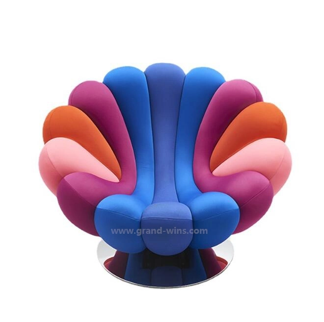 Creative Designer Style Rotatable Living Room Colorful Petal Accent Chair