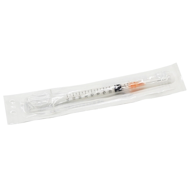 Disposable Medical Orange Cap 1ml Insulin Syringe with Fixed Needle