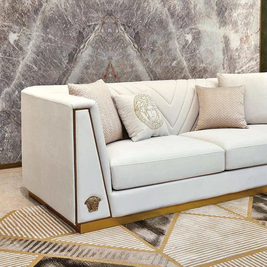 Zhida Fournisseur de meubles pour la maison, ensemble de canapés de salon de villa de luxe italien 1 2 3 places en velours sectionnel à vendre.