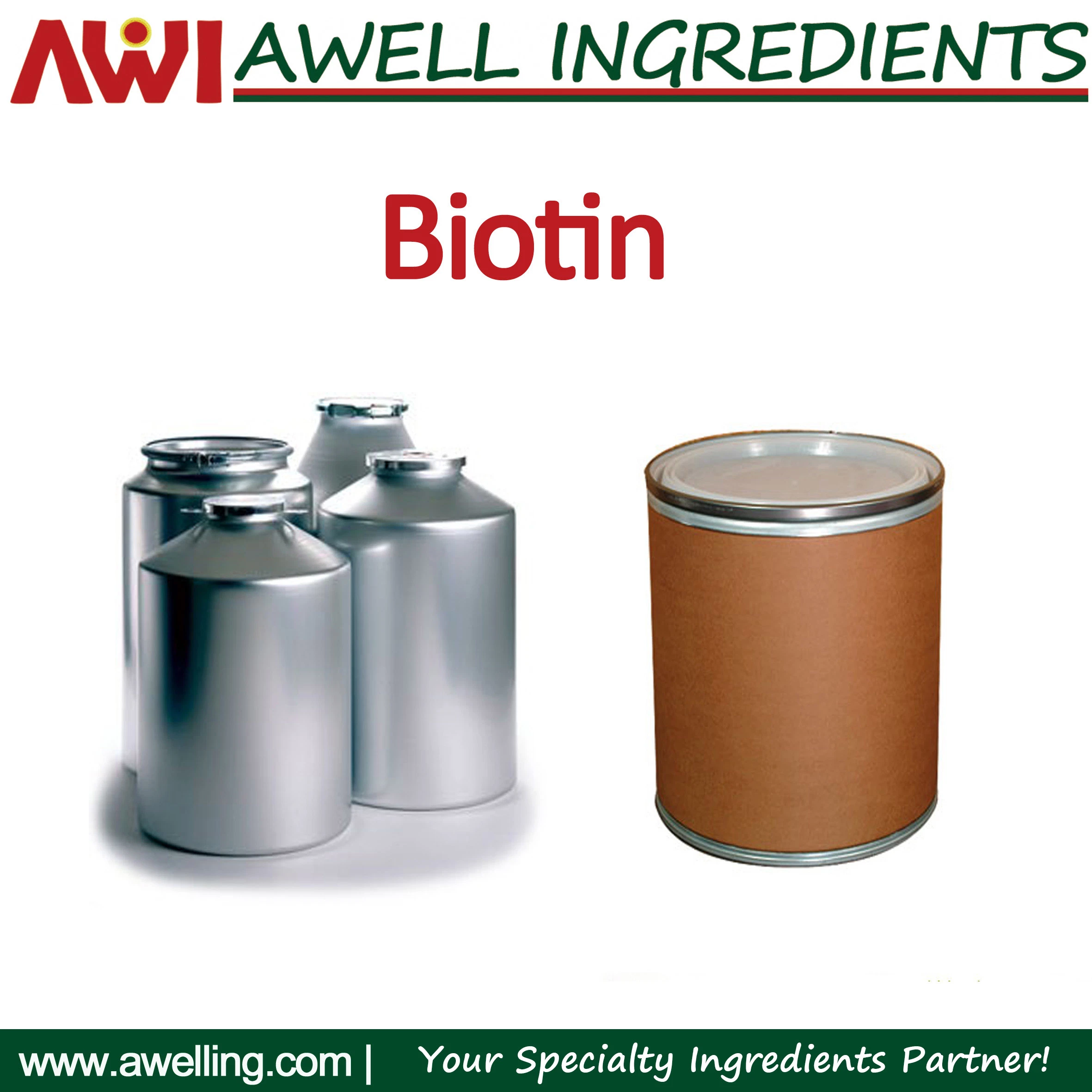 Витамин H Биотин чистый порошок с лучшей ценой 2%