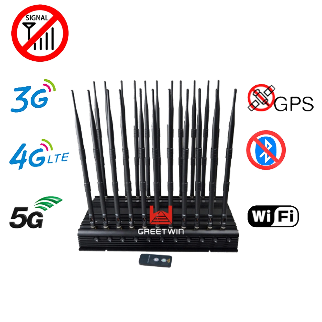 22 Antennas VHF UHF 4G Mobile Cell Phone Jammer Blocker GPS L1 L2 L5 Lojack WiFi 2g 3G Cell Phone Jammers