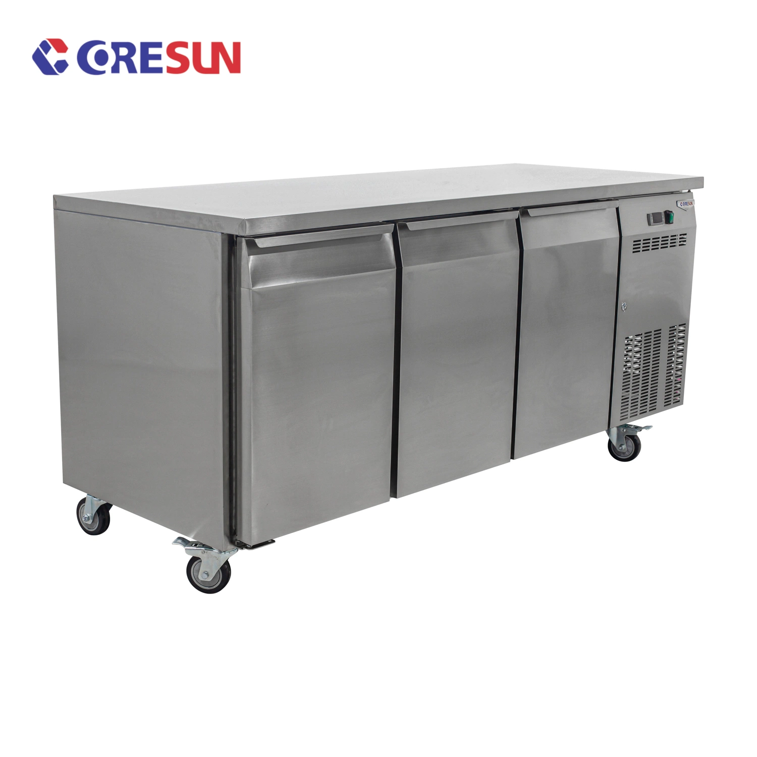 Tres Puertas Equipo de Refrigeración Mesa de Trabajo de Acero Inoxidable Congelador Congelador Bajo Mostrador Refrigerador