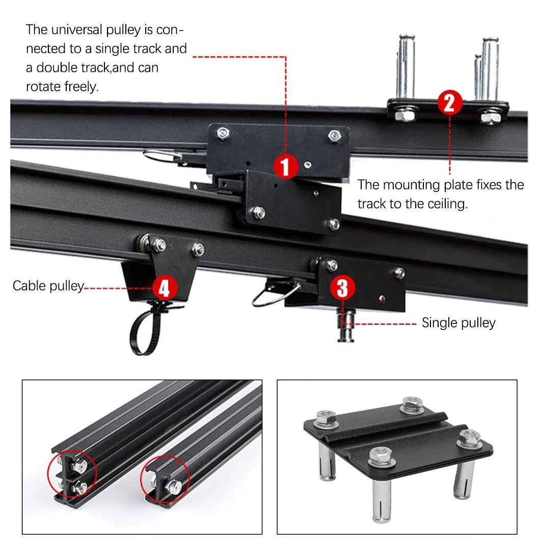 Thlg-44 fábrica Hot Sell Quality Pantograph Studio sistema de rieles de techo Kit completo con soporte de iluminación para el estudio de la lámpara de techo de la fotografía Sistema de rieles