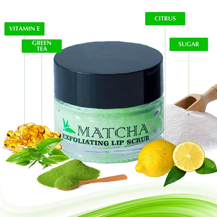 OEM/ODM Tratamiento Hidratante té verde matcha exfoliante azúcar exfoliante labial