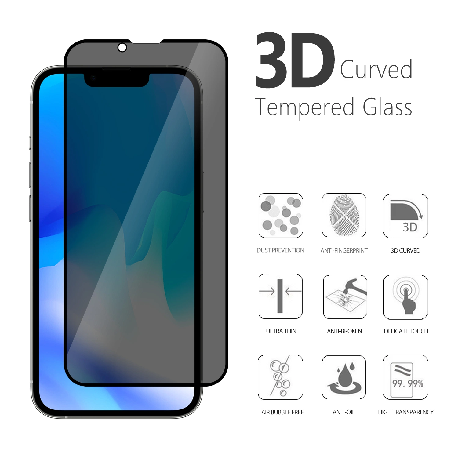 Factory Wholesale/Supplier 2.5D High Transparency 3D UV Protector Light Anti-Reflection Screen Guard Protective Film Tempered Glass Protector