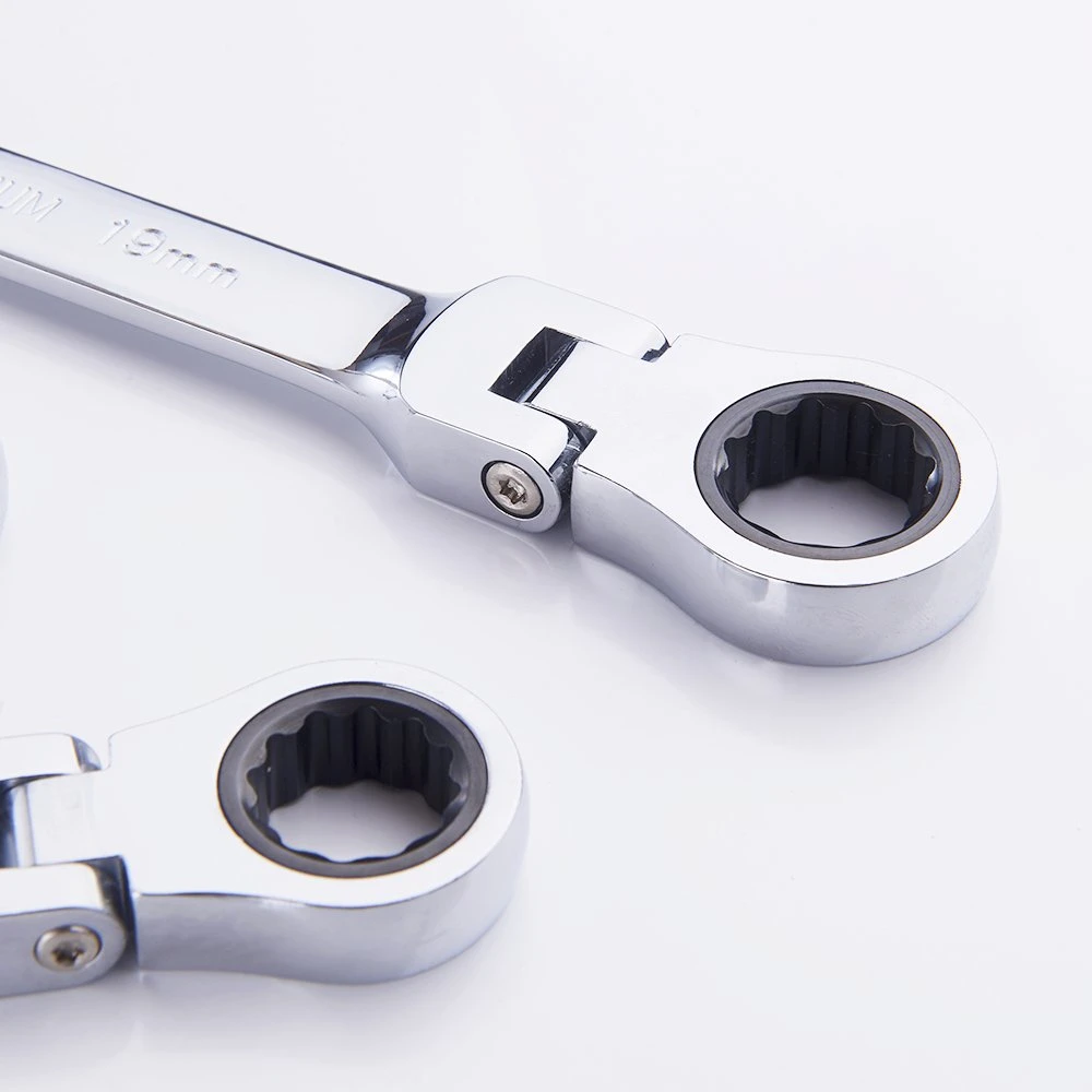 Fix-Head Gear Spanner and Flex-Head Ratcheting Combination Wrench