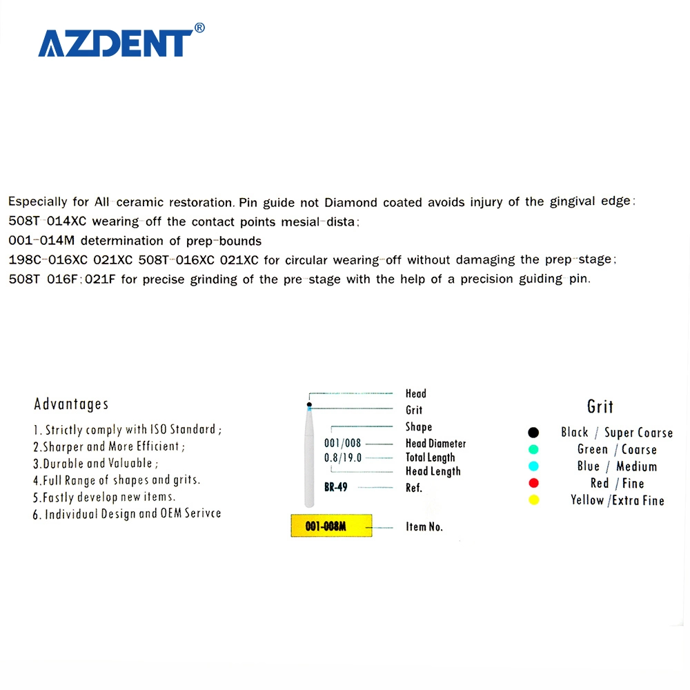 New Arrival Top Quality Azdent 210 PCS Dental Diamond Burs Book Sample