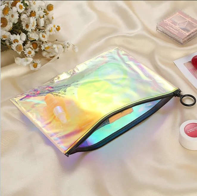 Laser PVC Holographic Cosmetic Bag Shiny Iridescent Travel Makeup Bag