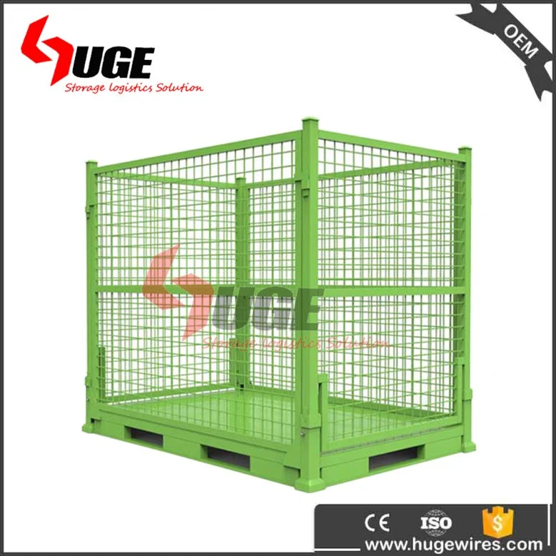 Lockable Color Custom Roll Metal Wire Mesh Cage Material Logistics Carts Pallet Container