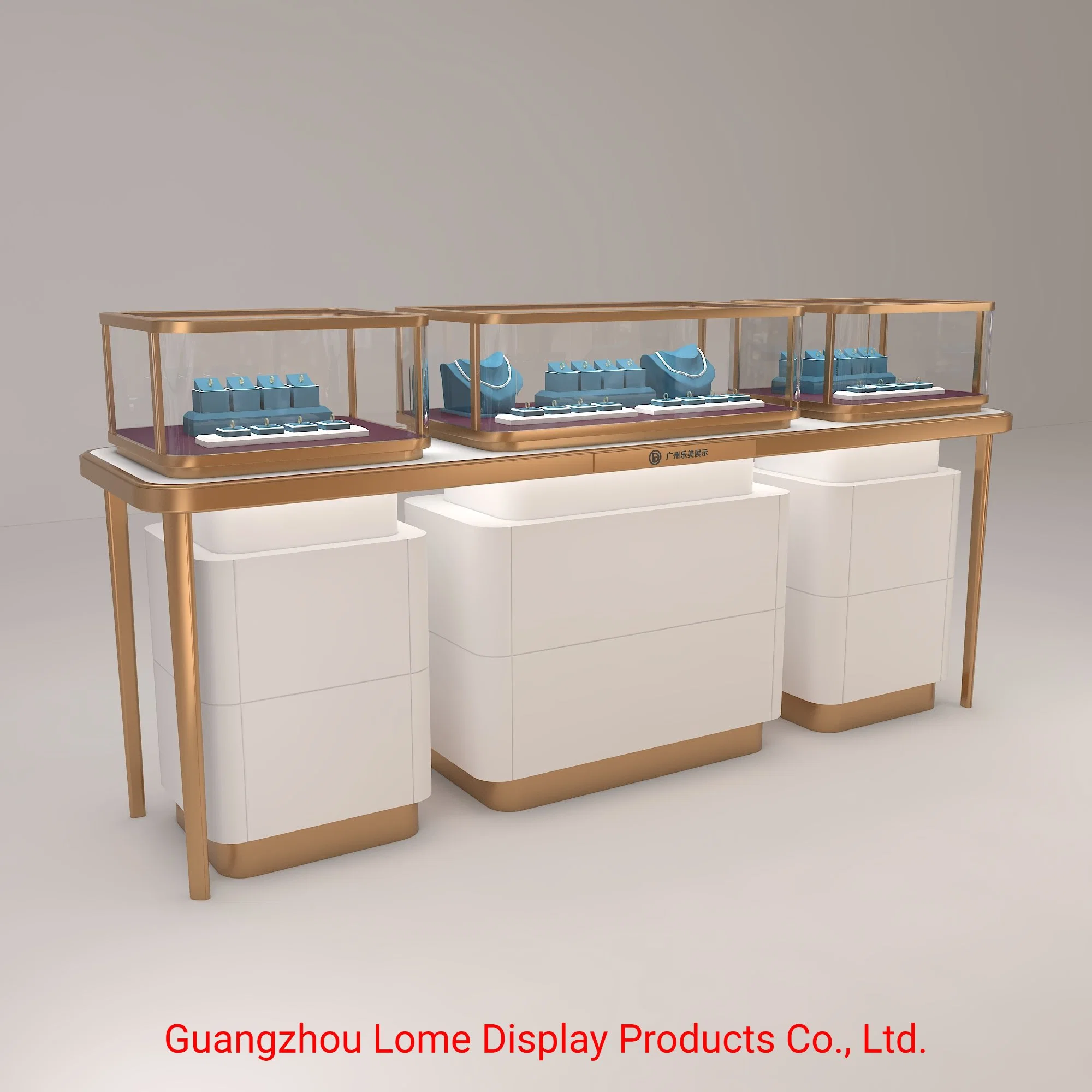 Jewelry Store Showcase Customize Glass Jewellery Shop Furniture Stainless Steel Display Rack