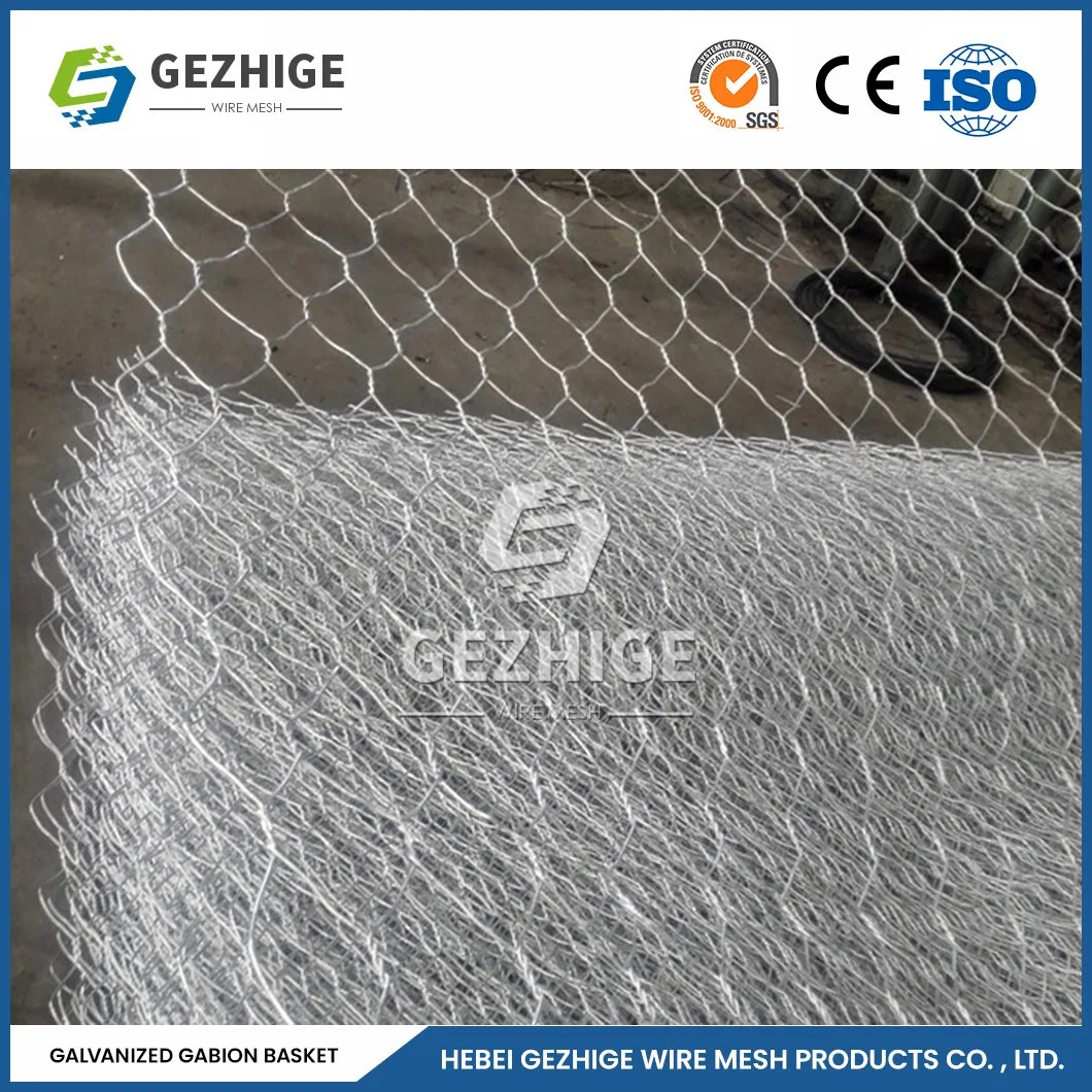 Gezhige 100x150 mm rond Gabions 3.0-4.0mm ralingue bon marché de l'épaisseur de fil enduit de PVC Boîte de gabions Chine 4.0*1,0*0,5 m de fil de fer Mesh mur de gabions hexagonal