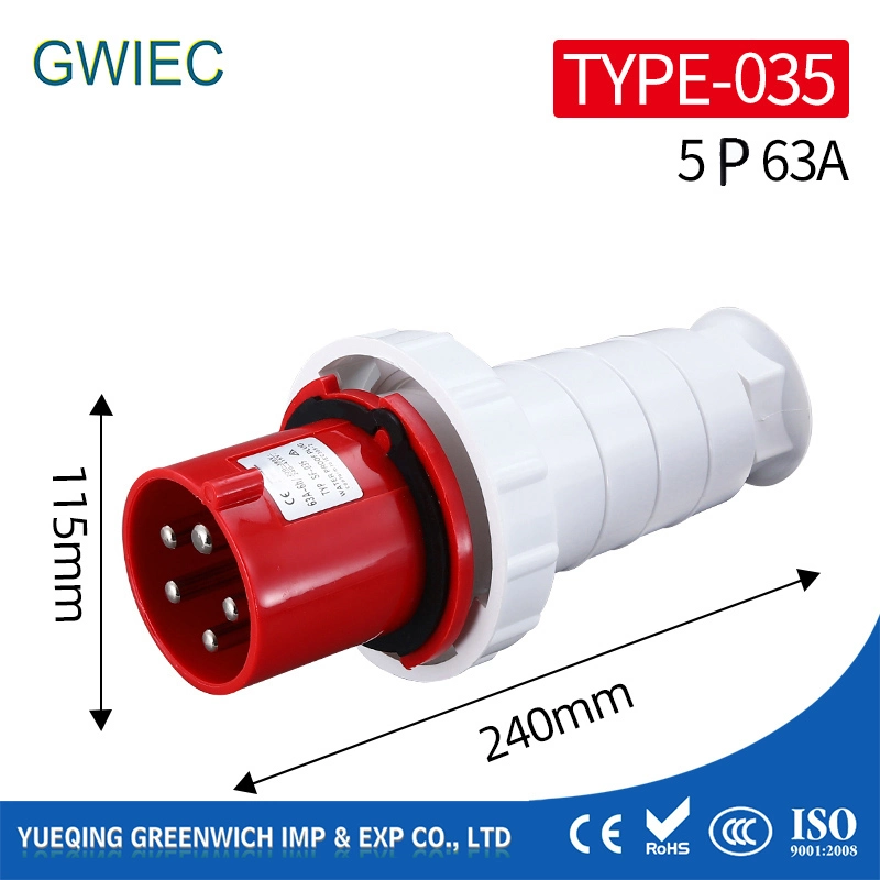 230V eléctricos industriais Gwiec plugue fêmea Macho 32AMP soquete com preço baixo