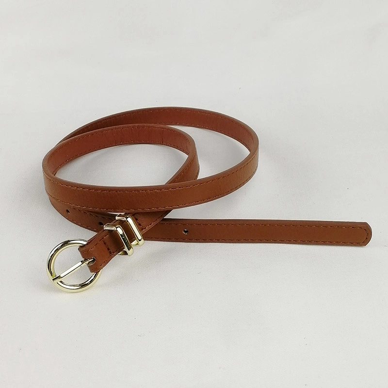 Fashionable Leisure Double Circle Pin Metal PU Leather Metal Buckle Belt for Garment Accessories