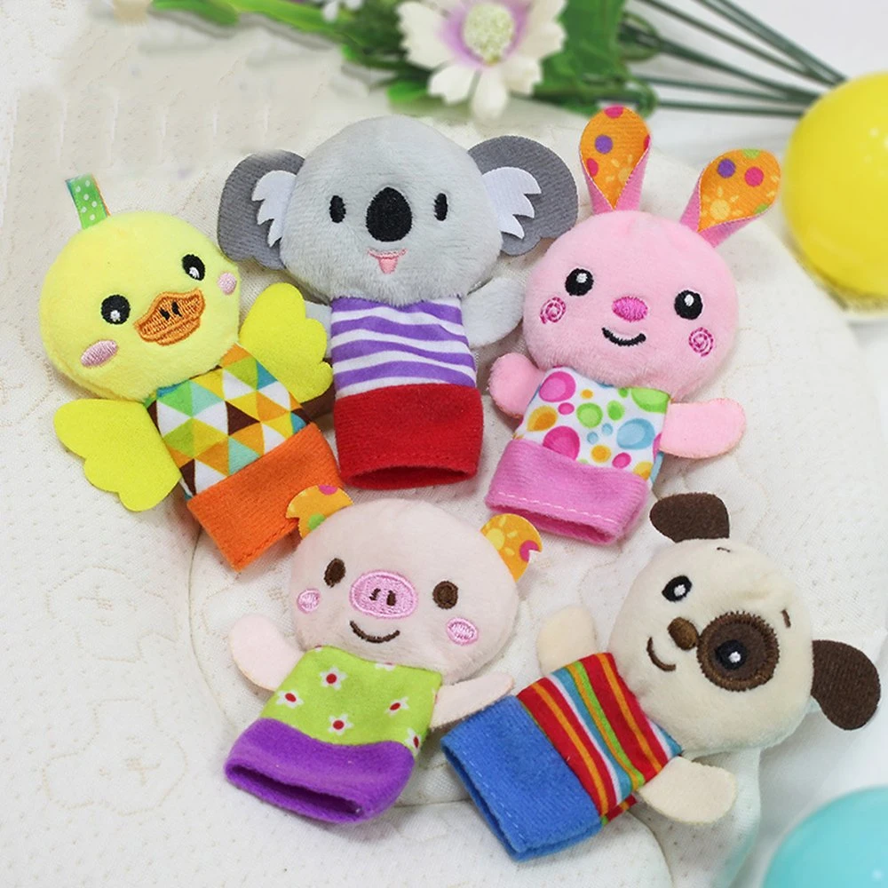 Promotion Wholesale/Supplier Play Baby Plush Toy 5PCS in 1set Rabbit Elephant Finger Puppet