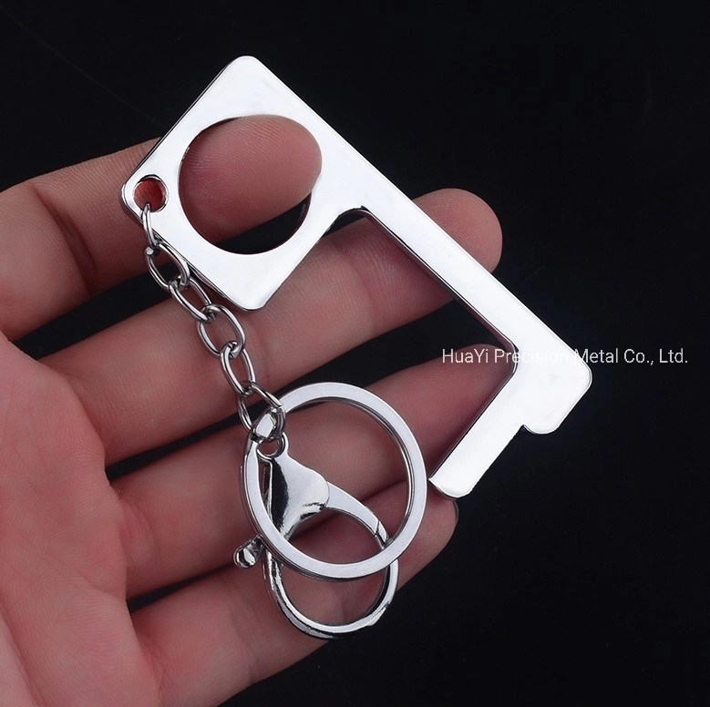 Factory Price Hand Tool EDC Brass Keychain Door Opener No Touch Hygiene Antimicrobial Precision Sheet Metal Hand Free Door Opener