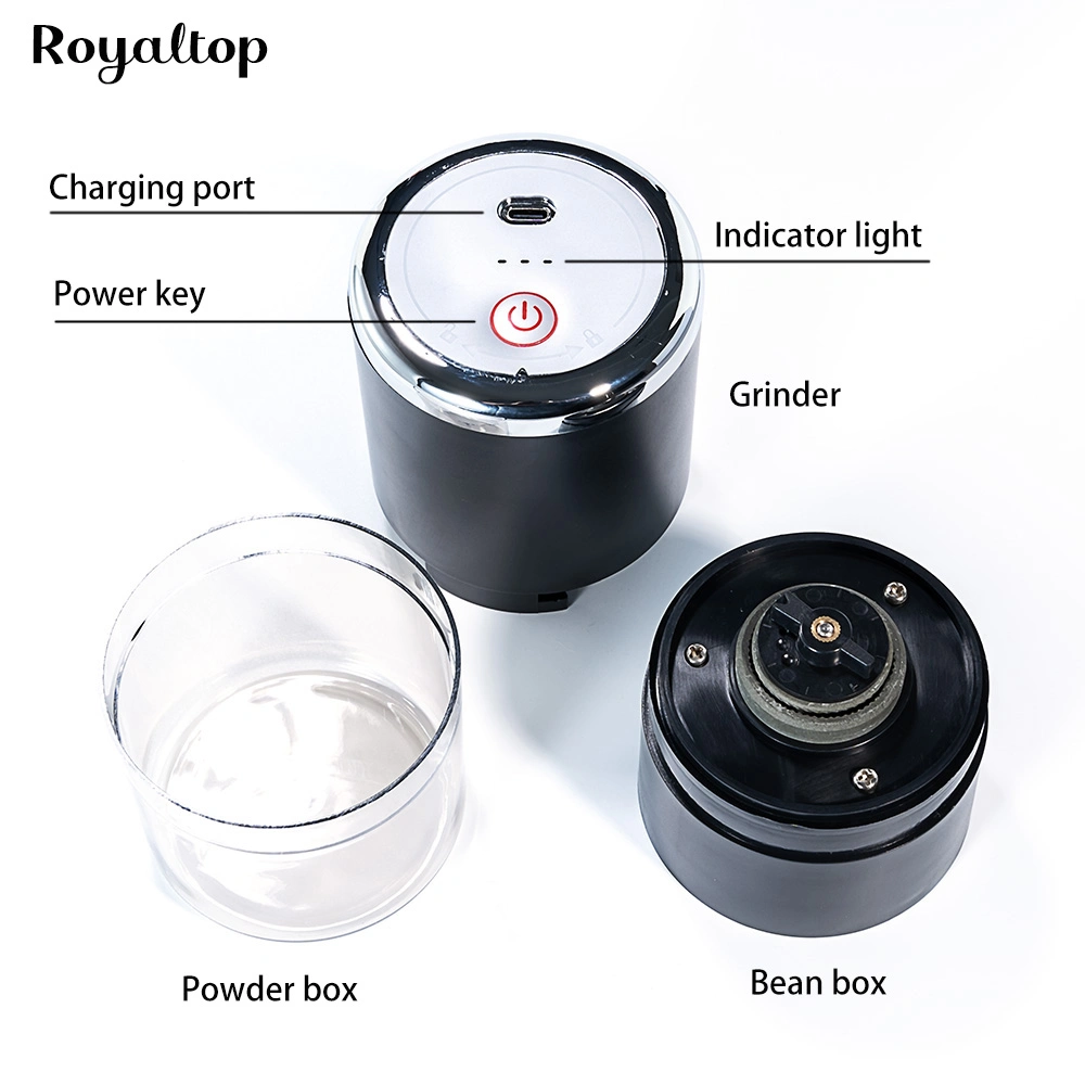 Small Coffee Grinding Machine Ceramic Burr Portable Electric Coffee Grinder Set with USB Charging Cable