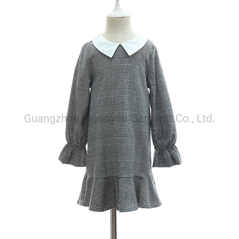 British Classic Plaid Formal Children Girl Dress Fashion Design Clothing for Baby